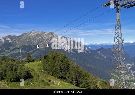 The cable car in the Alps in summer. Stock Photo