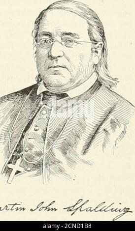 . Appleton's cyclopaedia of American biography . stablishment of the first Sunday-schools in that city. SPALDING, Martin John, archbishop, b. nearLebanon, Marion co., Ky.. 23 May, 1810; d. inBaltimore, Md., 7 Feb.. 1872. In 1821 he was sentto St. Marys seminary in Marion county, wherehe was graduated in 1826. He then studied theol-ogy in St. Josephs seminary, Bardstown, for fouryears, and then in the Urban college of the propa-ganda, Rome, where he won his doctors diplomaby defending for seven hours in Latin 256 theologi-cal propositions against some of the ablest theo-logians in the city. He Stock Photo