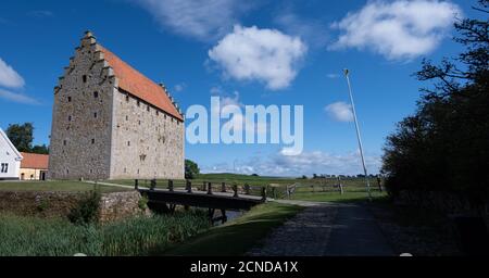 Panoramic view of the old medieval stone keep called Glimmingehus in Skåne, Sweden Stock Photo
