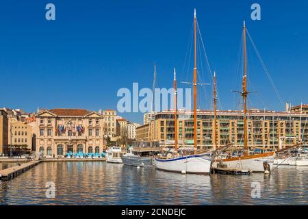 The old port (Vieux-Port) of Marseille, Bouches du Rhone, Provence, France, Mediterranean, Europe Stock Photo