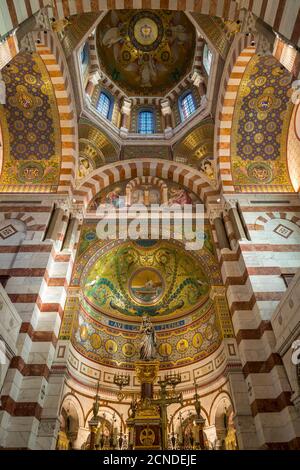 Interior of the Notre Dame de la Garde church, Marseille, Bouches du Rhone, Provence, France, Europe