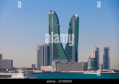 Bahrain Financial Harbour, Harbour Towers, Manama, Bahrain, Middle East Stock Photo