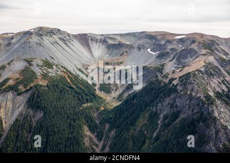 Receded glacier on Mount Rainier from the Burroughs Mountain Trail, Mount Rainier National Park, Washington State, United States of America Stock Photo