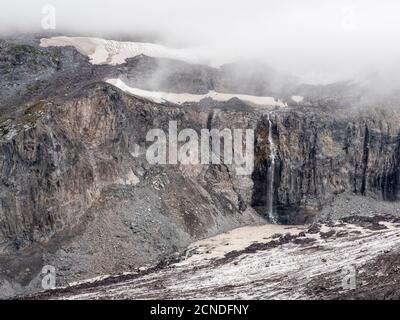 Views of the Nisqually Glacier from the Skyline Trail, Mount Rainier National Park, Washington State, United States of America Stock Photo