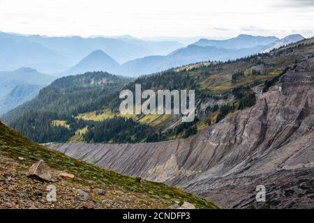 Views of the Nisqually Glacier retreat from the Skyline Trail, Mount Rainier National Park, Washington State, United States of America Stock Photo