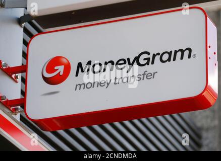 A Moneygram logo is seen outside a bank in Vienna, Austria, June 28, 2016. REUTERS/Heinz-Peter Bader