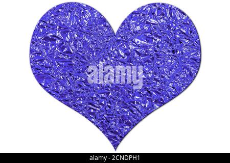 Heart made of blue aluminum foil Stock Photo