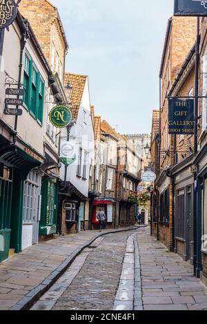 The Shambles, a preserved medieval street in York, North Yorkshire, England, United Kingdom, Europe Stock Photo