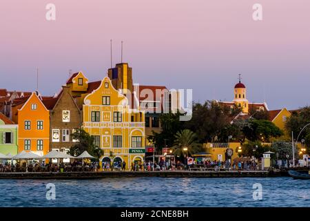 Colourful buildings, architecture in capital city Willemstad,  Curacao, ABC Islands, Dutch Antilles, Caribbean, Central America Stock Photo