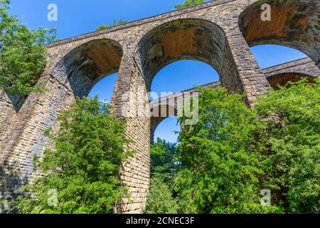 View of twin railway viaduct at Chapel Milton, Derbyshire, England, United Kingdom, Europe Stock Photo