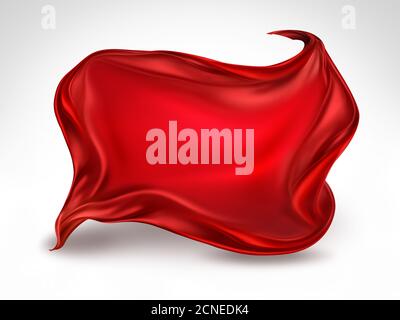 flying red silk fabric Stock Photo