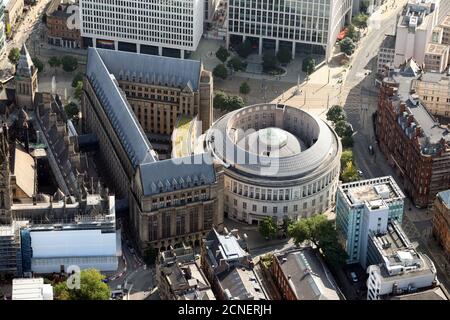 aerial view of Manchester Town Hall Stock Photo