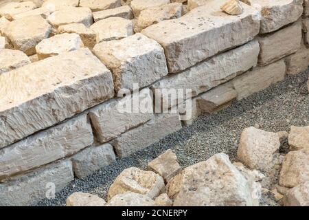 Texture of old facade brick wall Stock Photo
