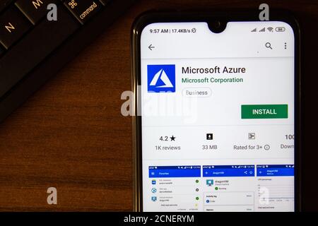 Ivanovsk, Russia - July 07, 2019: Microsoft Azure app on the display of smartphone or tablet Stock Photo