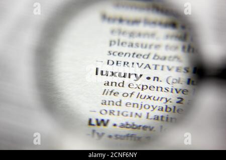 The word or phrase Luxury in a dictionary Stock Photo