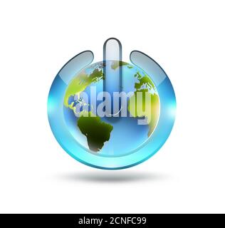 Power button on Earth planet in outer space. Elements of this image ...