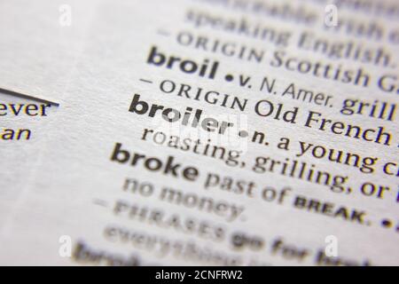 broiler word in a dictionary. broiler concept Stock Photo - Alamy