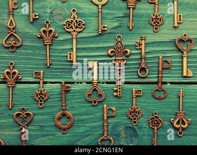 Different vintage keys Stock Photo