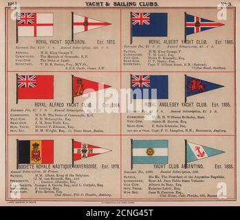 ROYAL YACHT/SAILING CLUB FLAGS A Squadron Albert Alfred Anglesey Argentino 1914 Stock Photo