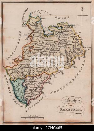 County of Roxburgh. Roxburghshire. SAYER / ARMSTRONG 1787 old antique map Stock Photo