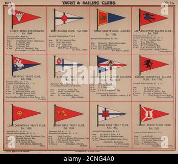 YACHT & SAILING CLUB FLAGS K-L Kiel Kobe Littlehampton Liverpool Livonian 1914 Stock Photo