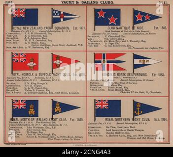 ROYAL YACHT & SAILING CLUB FLAGS N New Zealand Squadron Nice Norfolk Norsk 1914 Stock Photo
