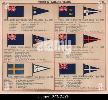 ROYAL YACHT/SAILING CLUB FLAGS S South Australian/Sydney Y Squadron Svenska 1911 Stock Photo