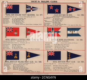 ROYAL YACHT & SAILING CLUB FLAGS N New Zealand Squadron Nice Norfolk Norsk 1911 Stock Photo