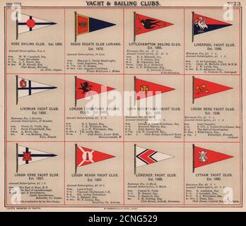 YACHT & SAILING CLUB FLAGS K-L Kobe Liverpool London Lorn Derg Erne Lytham 1911 Stock Photo