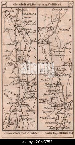 Haltwhistle - Brampton - Carlisle - Dalston road strip map PATERSON 1803 Stock Photo