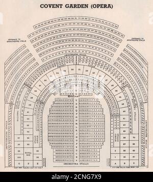 COVENT GARDEN THEATRE. Vintage seating plan. West End. Royal Opera ...