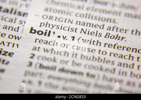 boil word in a dictionary. boil concept Stock Photo - Alamy