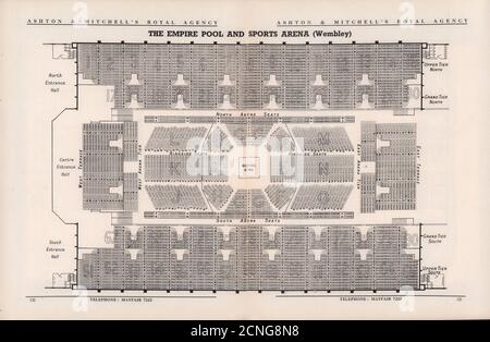 EMPIRE POOL & SPORTS ARENA vintage seating plan. Now WEMBLEY ARENA. London 1937 Stock Photo