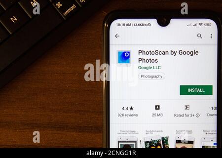Ivanovsk, Russia - July 07, 2019: PhotoScan by Google Photos app on the display of smartphone or tablet Stock Photo