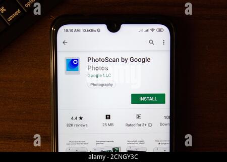 Ivanovsk, Russia - July 07, 2019: PhotoScan by Google Photos app on the display of smartphone or tablet Stock Photo
