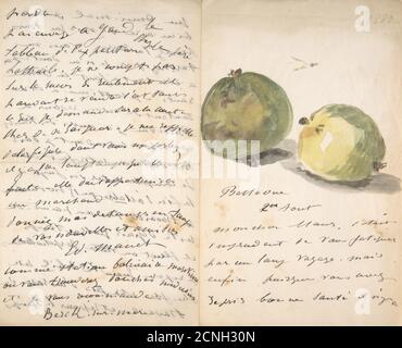 A Letter to Eug&#xe8;ne Maus, Decorated with Two Apples, August 2, 1880. Stock Photo