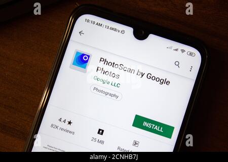 Ivanovsk, Russia - July 07, 2019: PhotoScan by Google Photos app on the display of smartphone or tablet Stock Photo