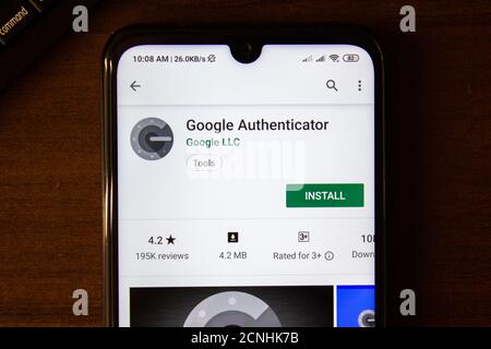 Ivanovsk, Russia - July 07, 2019: Google Authenticator app on the display of smartphone or tablet Stock Photo