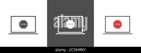 Laptop with stop sign vector icons2 Stock Vector