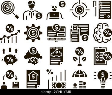 Investor Financial Glyph Set Vector Stock Vector