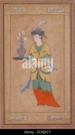 Woman with Vase of Lilies, second half 16th century. Stock Photo