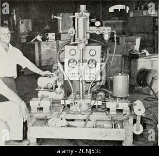 . Bell telephone magazine . ctory, but1 new landing at Havana was selectedbecause of troubles with the earliercables from such things as corrosion,ships anchors, and strong sea cur-rents. haying the Cable Tin. i.wn SECTIONS of the new ca-bles were placed and spliced ahead ofthe work on the sea sections. Thejob at Key West was done by Long Lines Department forces and that atHavana by the Cuban TelephoneCompany. The land cables weremade in relatively short lengths—afew hundred feet each—anil wereplaced in underground conduit fromthe telephone offices to the watersedge. Since they were somewhat d Stock Photo