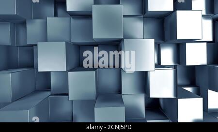 metal squares 3D abstract background Stock Photo