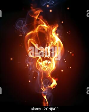 blazing fiery skull Stock Photo