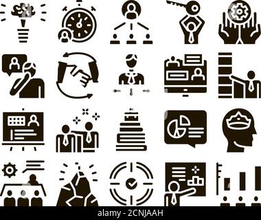 Mentor Relationship Glyph Set Vector Stock Vector