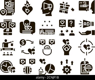 Ambassador Creative Glyph Set Vector Stock Vector