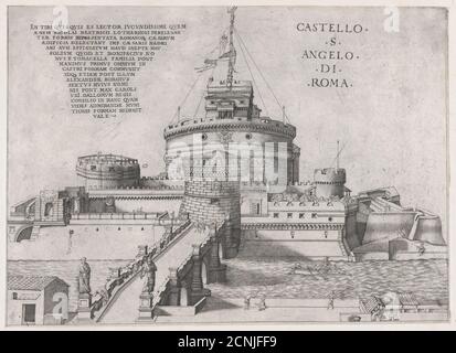 Speculum Romanae Magnificentiae: Castello Sant' Angelo, 16th century. Stock Photo