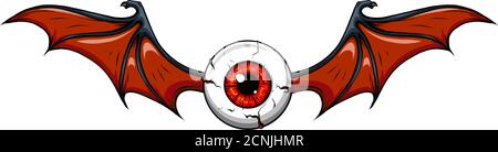 Vector illustration of Tattoo Flying Eyeball design Stock Vector