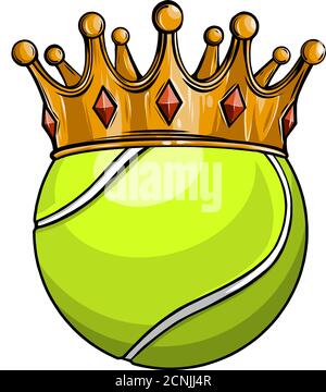 King of tennis concept, a tennis ball wearing a gold crown vector Stock Vector