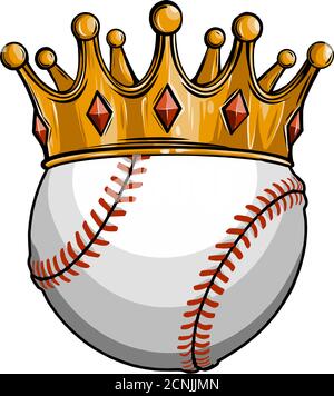 King of baseball concept, a baseball ball wearing a gold crown vector Stock Vector